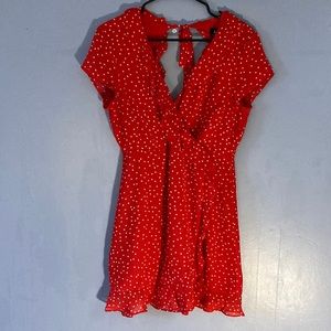 Red polka dot mini with open back